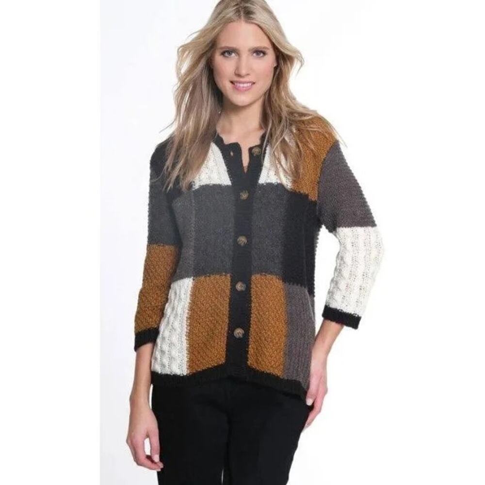 Multiples Color Block Button Front Cardigan Size S